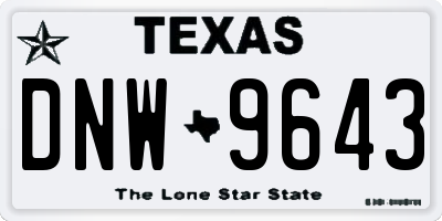 TX license plate DNW9643