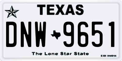 TX license plate DNW9651