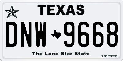 TX license plate DNW9668