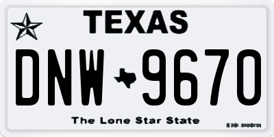 TX license plate DNW9670