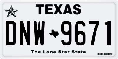 TX license plate DNW9671