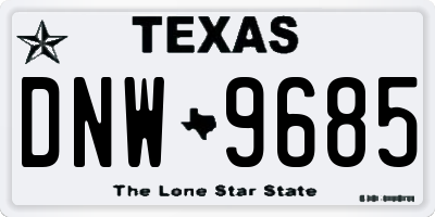TX license plate DNW9685