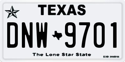 TX license plate DNW9701