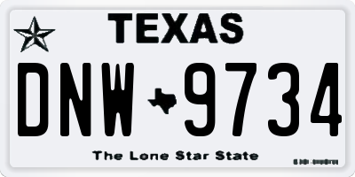 TX license plate DNW9734