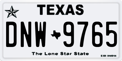 TX license plate DNW9765