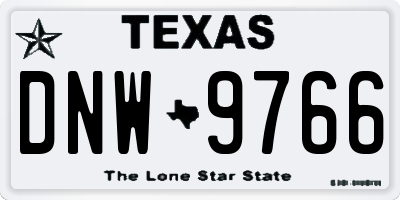 TX license plate DNW9766