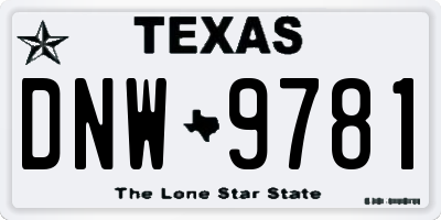 TX license plate DNW9781