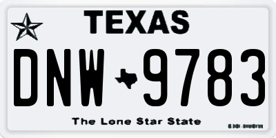 TX license plate DNW9783