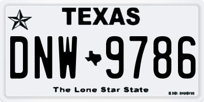 TX license plate DNW9786