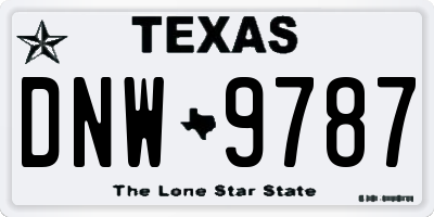 TX license plate DNW9787