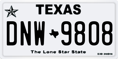 TX license plate DNW9808