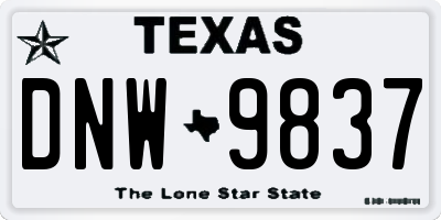 TX license plate DNW9837