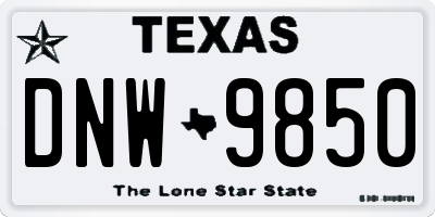TX license plate DNW9850