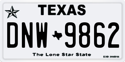 TX license plate DNW9862