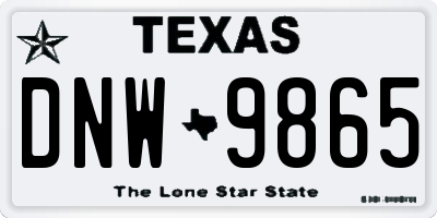 TX license plate DNW9865