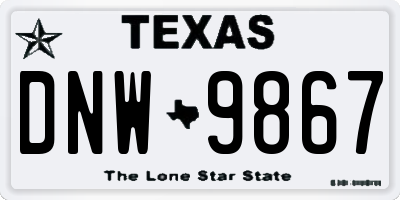 TX license plate DNW9867