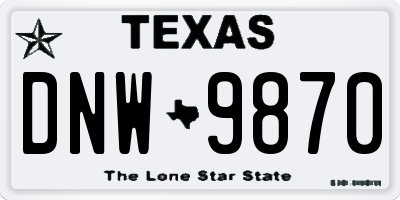 TX license plate DNW9870