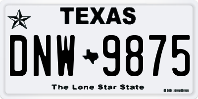 TX license plate DNW9875