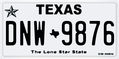 TX license plate DNW9876