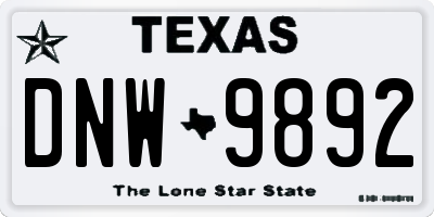 TX license plate DNW9892