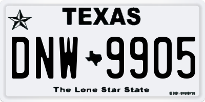 TX license plate DNW9905