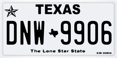 TX license plate DNW9906