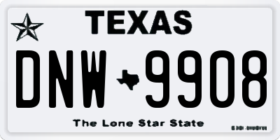 TX license plate DNW9908