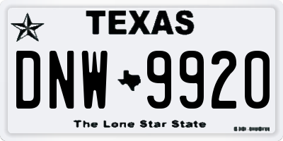 TX license plate DNW9920