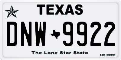 TX license plate DNW9922