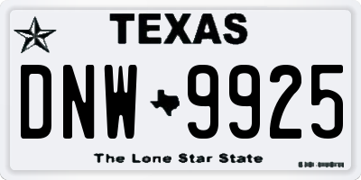 TX license plate DNW9925