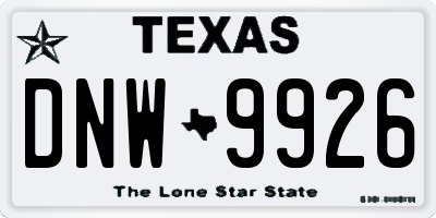 TX license plate DNW9926