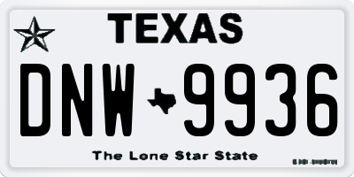TX license plate DNW9936