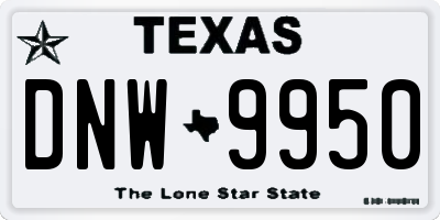 TX license plate DNW9950