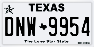 TX license plate DNW9954