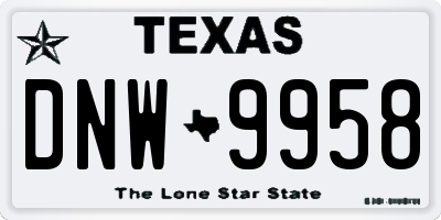 TX license plate DNW9958