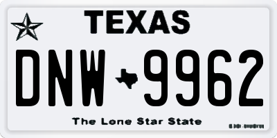 TX license plate DNW9962