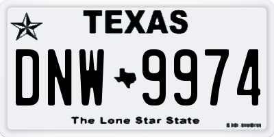 TX license plate DNW9974