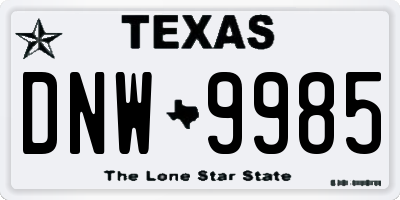 TX license plate DNW9985