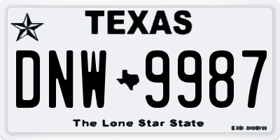 TX license plate DNW9987