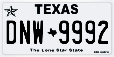 TX license plate DNW9992