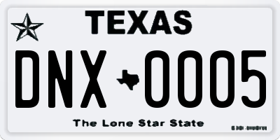 TX license plate DNX0005