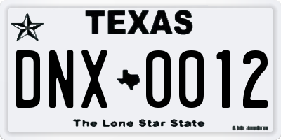 TX license plate DNX0012