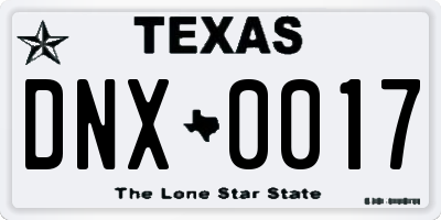 TX license plate DNX0017