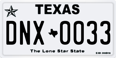 TX license plate DNX0033