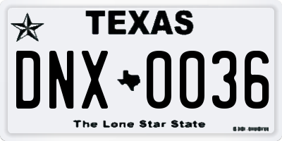 TX license plate DNX0036