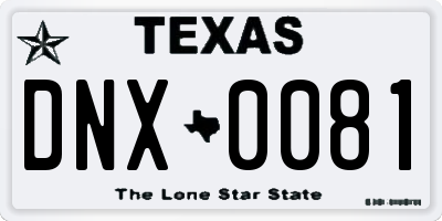 TX license plate DNX0081