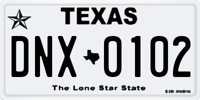 TX license plate DNX0102