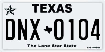 TX license plate DNX0104