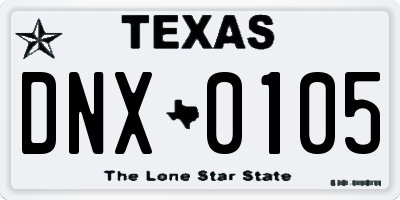 TX license plate DNX0105