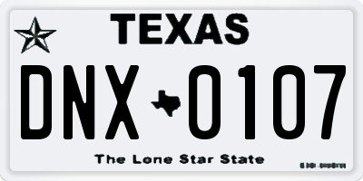 TX license plate DNX0107